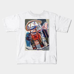 Woman and dog on the street - Karel Appel Kids T-Shirt